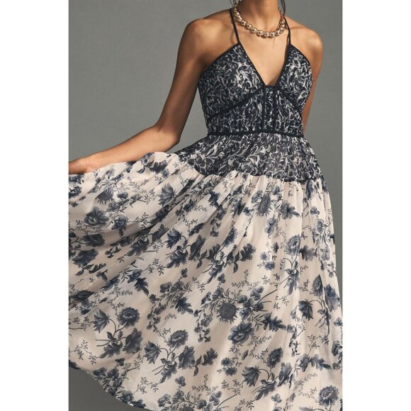 Anthropologie V-Neck Floral Midi Dress - Picture 6 of 10